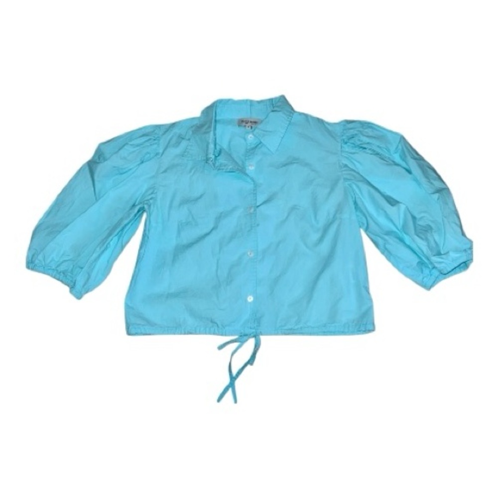 Olivia James cropped top with puffy balloon sleeves 100% cotton